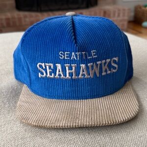 Seattle Seahawks Vintage Corduroy Blue and Tan Cap - Never Worn!!